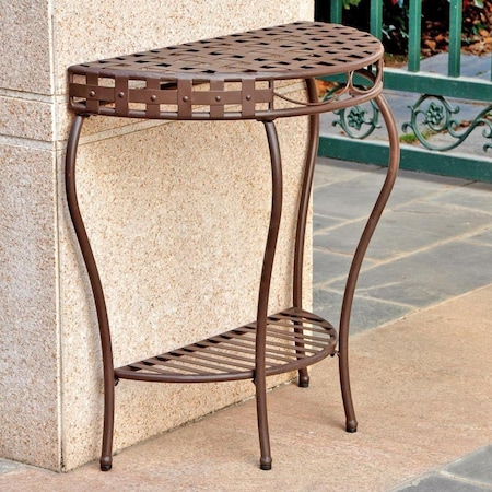 International Caravan Santa Fe Iron Nailhead 2-Tier Half Moon Table 3559-RT-BN